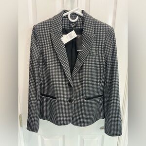 Premise Black and White Houndstooth Notch Lapel Blazer